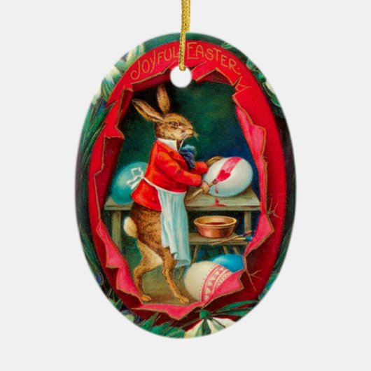 SONNENSCHNEE MIT RABBIT-SCHMERZEN OSTEREIER KERAMIK ORNAMENT (Vorne)