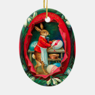 SONNENSCHNEE MIT RABBIT-SCHMERZEN OSTEREIER KERAMIK ORNAMENT