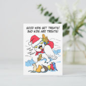 Sonnenschneeeule santa meme feiertagspostkarte (Stehend Vorderseite)