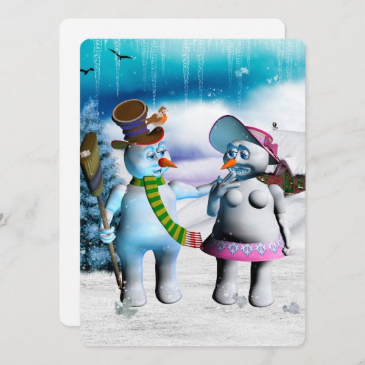 Sonnenschneemänner und Schneemünder Einladung (Vorne/Hinten)