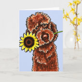 Sonnenschokolade Labradoodle Off-Leash Art™ Karte (Gelbe Blume)