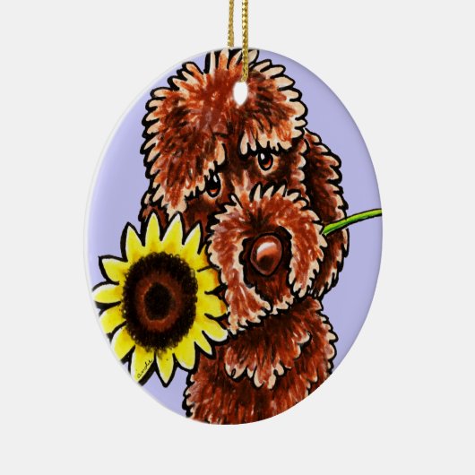 Sonnenschokolade Labradoodle Off-Leash Art™ Keramikornament (Rechts)