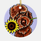 Sonnenschokolade Labradoodle Off-Leash Art™ Keramikornament (Vorne)