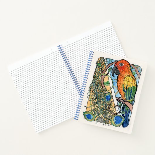 Sonnenschutz mit Federn und Sonnenblumensaaten Notizblock (Innenseite)