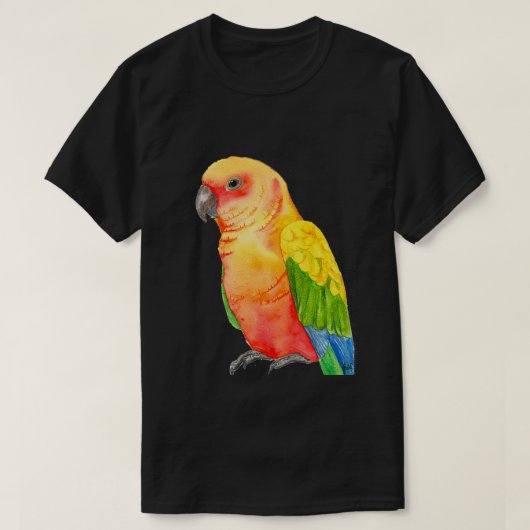 Sonnenschutz tropische Papagei-Aquarell T-Shirt (Design vorne)