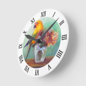 Sonnenschutz und Blume Runde Wanduhr (Winkel)