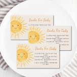 Sonnenschutzbücher für Baby Boho Babydusche Begleitkarte<br><div class="desc">Diese Bücher für Baby,  Baby Dusche Kapseln sind mit einer lächelnden Aquarellsonne auf einem weichen cremefarbenen Hintergrund dekoriert. Der Text ist anpassbar. Original Wasserfarbe © Michele Davies.</div>