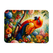 Sonnenschutzpapagei mit bunten Blume Magnet (Horizontal)