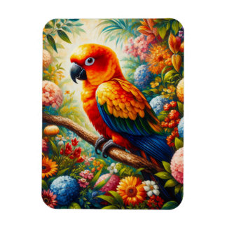 Sonnenschutzpapagei mit bunten Blume Magnet