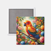Sonnenschutzpapagei mit bunten Blume Magnet (Vorderseite/Rückseite)