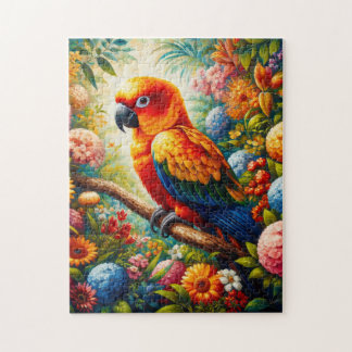 Sonnenschutzpapagei mit bunten Blume Puzzle