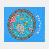 Sonnenseebewohner unter Wasser Cartoon 2 Fleecedecke (Vorderseite (Horizontal))