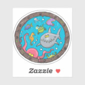 Sonnenseebewohner unter Wasser Cartoon Aufkleber (Blatt)