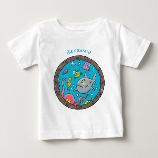 Sonnenseebewohner unter Wasser zeichnend Cartoon Baby T-shirt (Vorderseite)