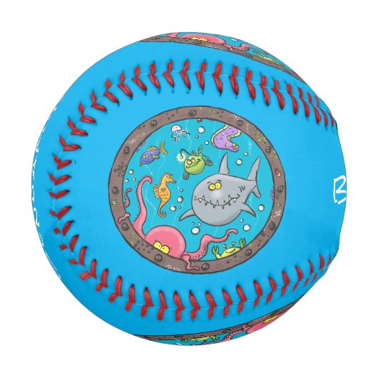 Sonnenseebewohner unter Wasser zeichnend Cartoon Baseball (Vorderseite Links)