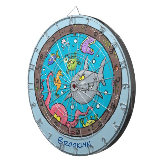 Sonnenseebewohner unter Wasser zeichnend Cartoon Dartscheibe (Vorderseite rechts)