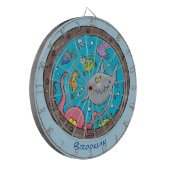 Sonnenseebewohner unter Wasser zeichnend Cartoon Dartscheibe (Vorderseite Links)