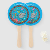 Sonnenseebewohner unter Wasser zeichnend Cartoon Fächer (Vorne und Hinten)