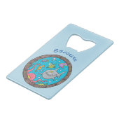 Sonnenseebewohner unter Wasser zeichnend Cartoon Geldbeutel Flaschenöffner (Rückseite Schrägansicht)