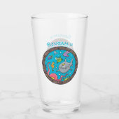 Sonnenseebewohner unter Wasser zeichnend Cartoon Glas (Rückseite)