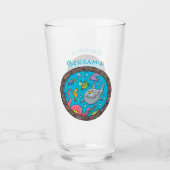 Sonnenseebewohner unter Wasser zeichnend Cartoon Glas (Vorderseite)