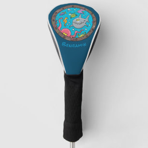 Sonnenseebewohner unter Wasser zeichnend Cartoon Golf Headcover