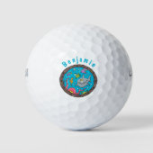 Sonnenseebewohner unter Wasser zeichnend Cartoon Golfball (Vorderseite)