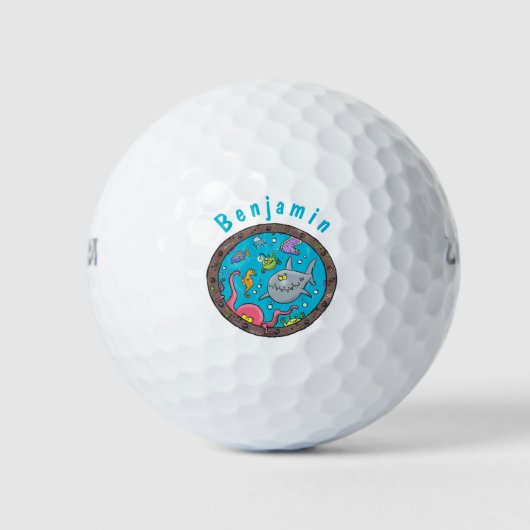 Sonnenseebewohner unter Wasser zeichnend Cartoon Golfball (Vorderseite)
