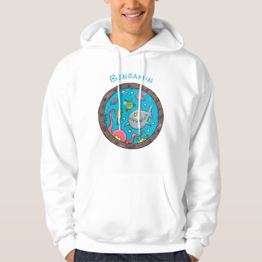 Sonnenseebewohner unter Wasser zeichnend Cartoon Hoodie (Vorderseite)