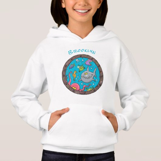 Sonnenseebewohner unter Wasser zeichnend Cartoon Hoodie (Vorderseite)