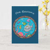 Sonnenseebewohner unter Wasser zeichnend Cartoon Karte (Gelbe Blume)