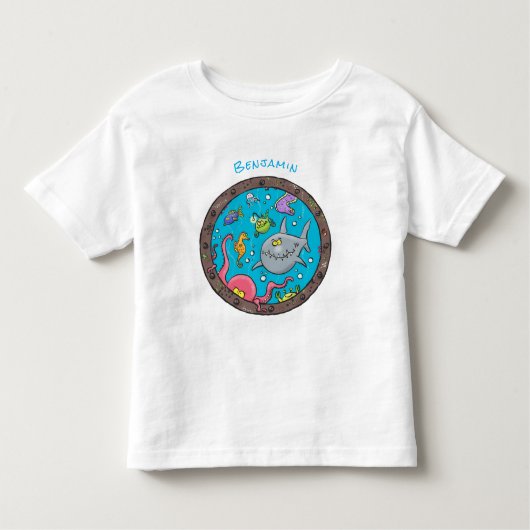 Sonnenseebewohner unter Wasser zeichnend Cartoon Kleinkind T-shirt (Vorderseite)