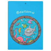 Sonnenseebewohner unter Wasser zeichnend Cartoon Klemmbrett (Rückseite)