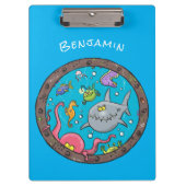 Sonnenseebewohner unter Wasser zeichnend Cartoon Klemmbrett (Vorderseite)