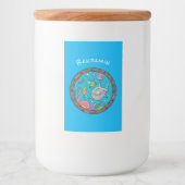 Sonnenseebewohner unter Wasser zeichnend Cartoon Lebensmitteletikett (Vorderseite)