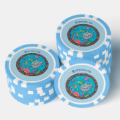 Sonnenseebewohner unter Wasser zeichnend Cartoon Pokerchips (Stapel)