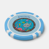 Sonnenseebewohner unter Wasser zeichnend Cartoon Pokerchips (Einzeln)
