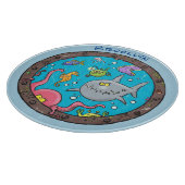 Sonnenseebewohner unter Wasser zeichnend Cartoon Schneidebrett (Ecke)