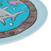 Sonnenseebewohner unter Wasser zeichnend Cartoon Schneidebrett (Ecke)