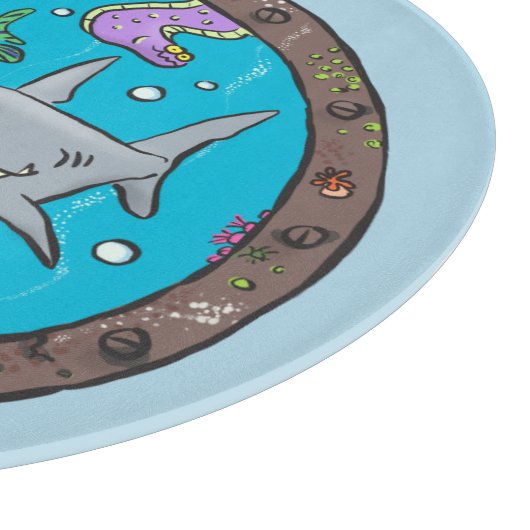 Sonnenseebewohner unter Wasser zeichnend Cartoon Schneidebrett (Ecke)