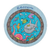 Sonnenseebewohner unter Wasser zeichnend Cartoon Schneidebrett (Vorderseite)