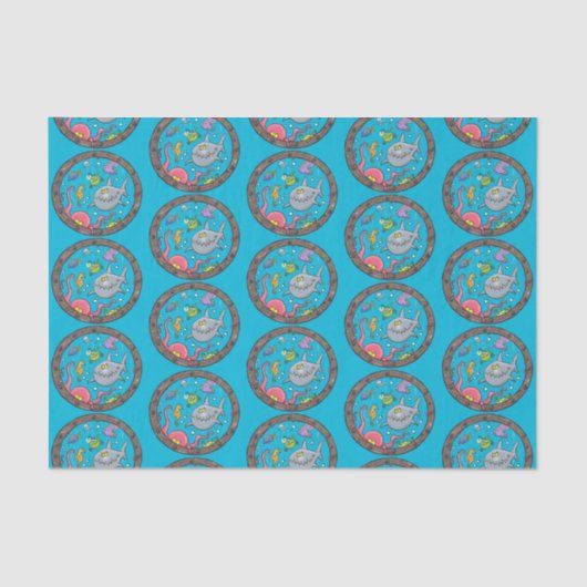 Sonnenseebewohner unter Wasser zeichnend Cartoon Seidenpapier (Vorderseite)