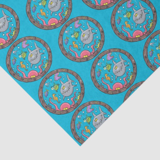 Sonnenseebewohner unter Wasser zeichnend Cartoon Seidenpapier (Ausschnitt)