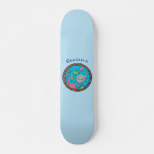 Sonnenseebewohner unter Wasser zeichnend Cartoon Skateboard