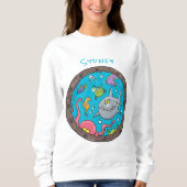 Sonnenseebewohner unter Wasser zeichnend Cartoon Sweatshirt (Vorderseite)