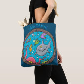 Sonnenseebewohner unter Wasser zeichnend Cartoon Tasche (Von Nahem)