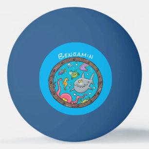 Sonnenseebewohner unter Wasser zeichnend Cartoon Tischtennisball