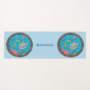Sonnenseebewohner unter Wasser zeichnend Cartoon Yogamatte