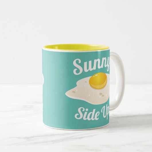 Sonnenseite-oben Spiegelei-Frühstück Zweifarbige Tasse (VorderseiteRechts)