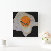 Sonnenseite-oben Spiegelei Quadratische Wanduhr (Zuhause)